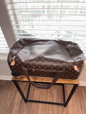 Louis Vuitton Brown Monogram Rolling Travel Bag with Tan Accents